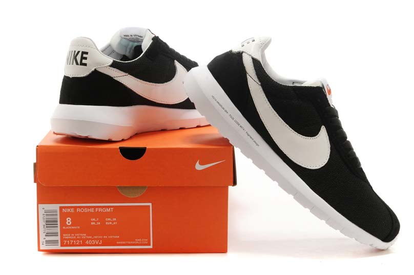 nike roshe run 2015 cuir maille olympique blanc noir (3)